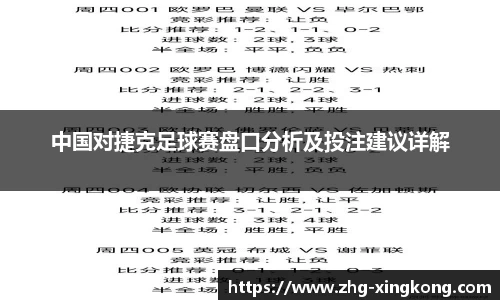 中国对捷克足球赛盘口分析及投注建议详解